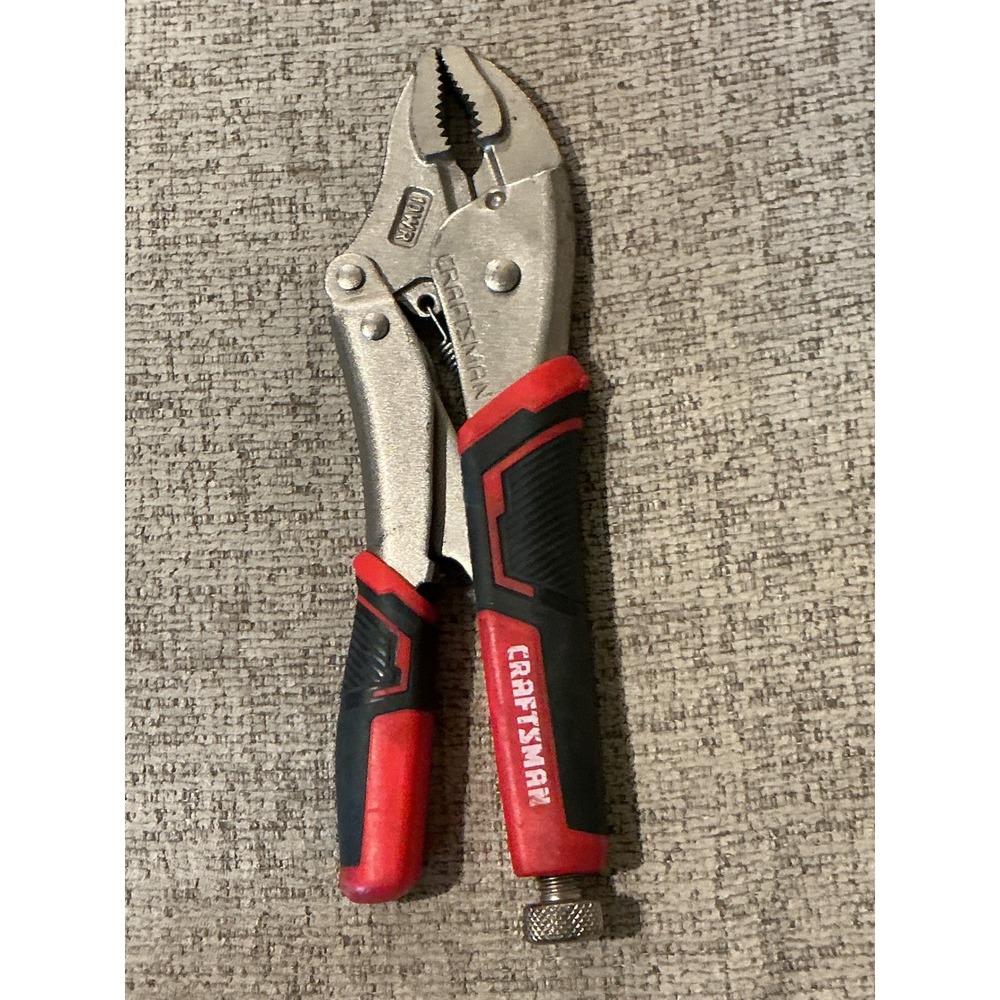 Craftsman 10WR Locking Pliers Curved Jaw with‎ Wire Cutter Red Black Grip